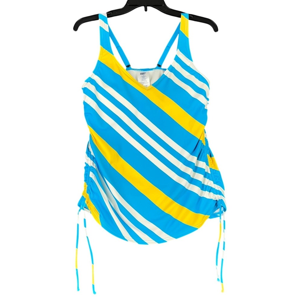 Lands End Coastal Beachy Stripe Tankini Swim Top Womens Sz 8